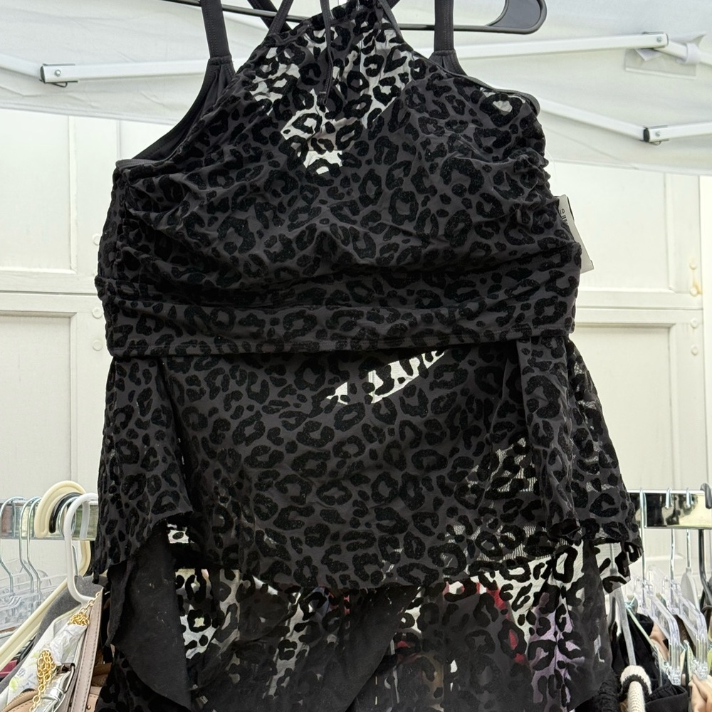 Torrid Black Leopard Print Swim Camisole